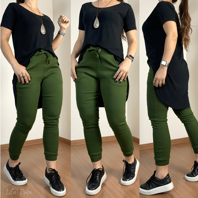 calça de malha canelada