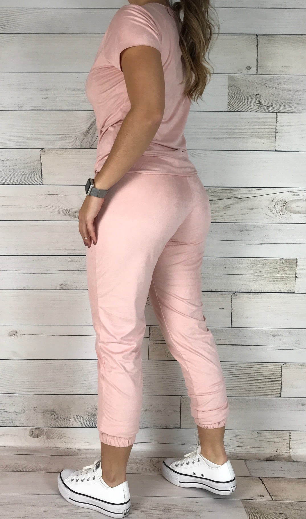 calça suede rosa