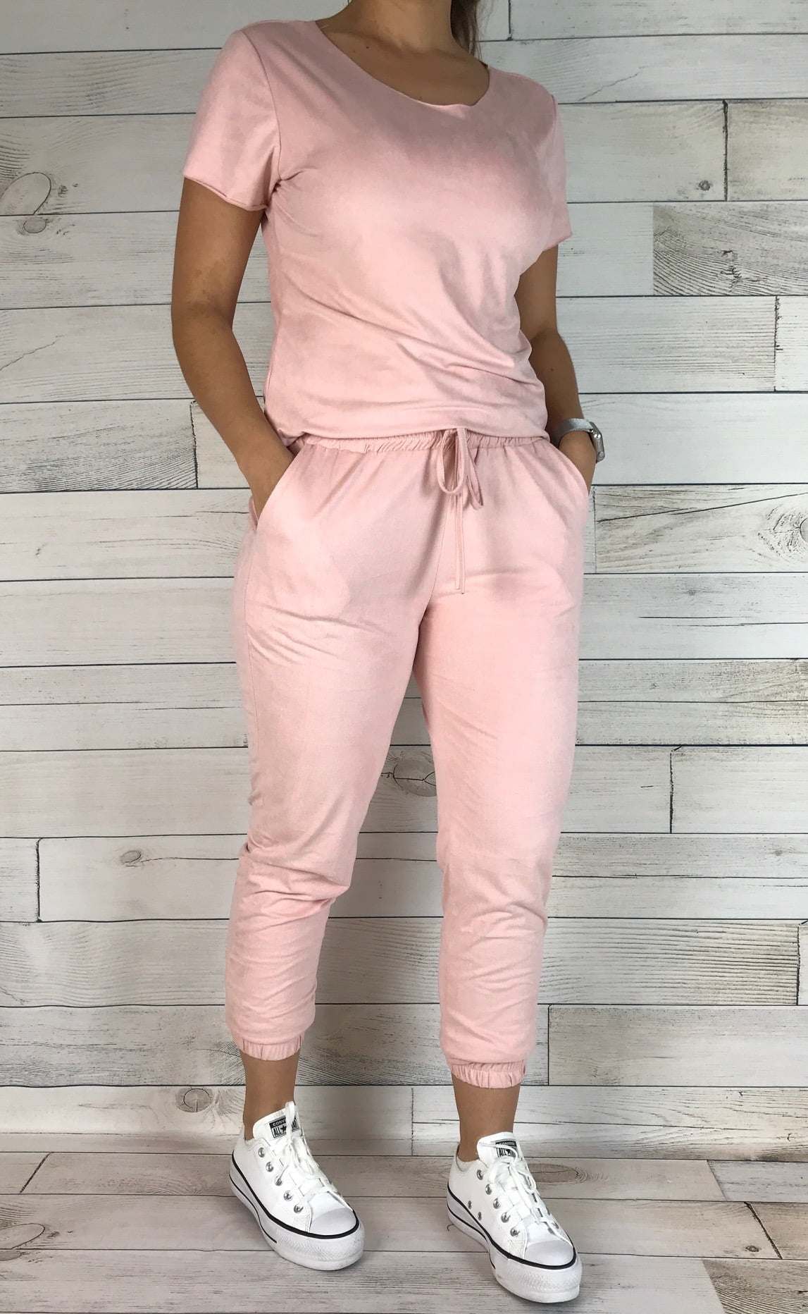 calça suede rosa